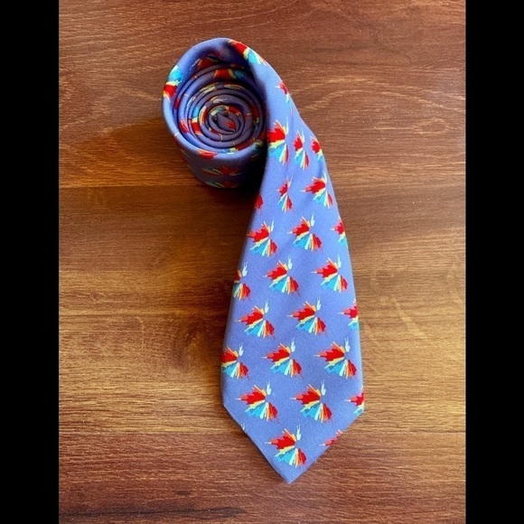 🌿SALE🌿VINEYARD VINES Custom Collection Hand Made Blue Silk Necktie - Picture 1 of 11